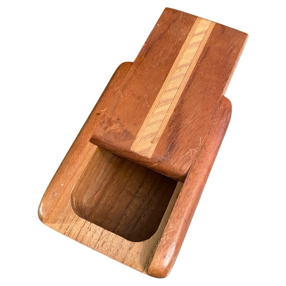Vintage Teak Wood Stamp Roll Stash Box​​ - Picture 2 of 4